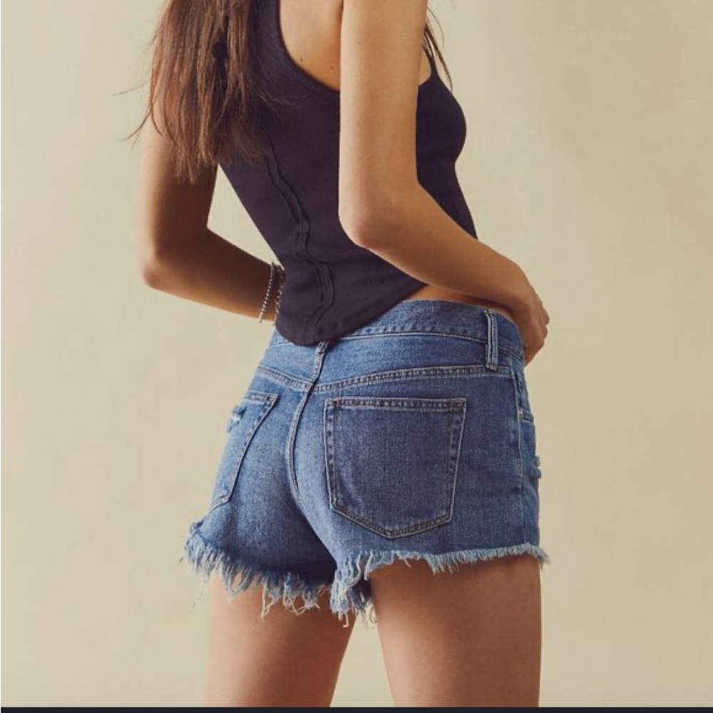 Denim Frayed Hem Women Shorts
